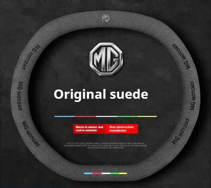 MG anti-slip suede steering wheel cover fitted in an MG electric SUV