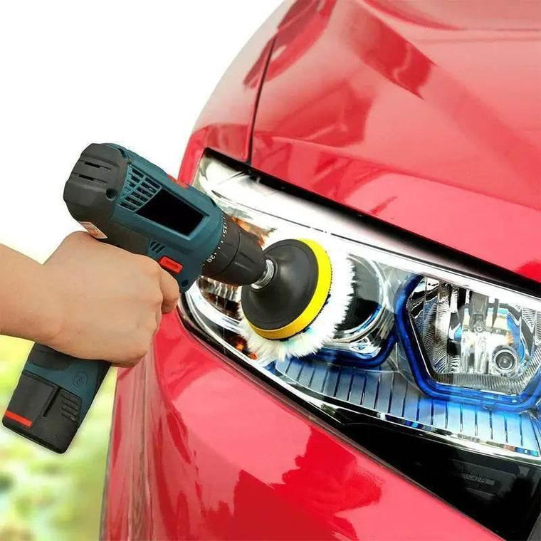 Wool polishing pad restoring gloss to car paint at home