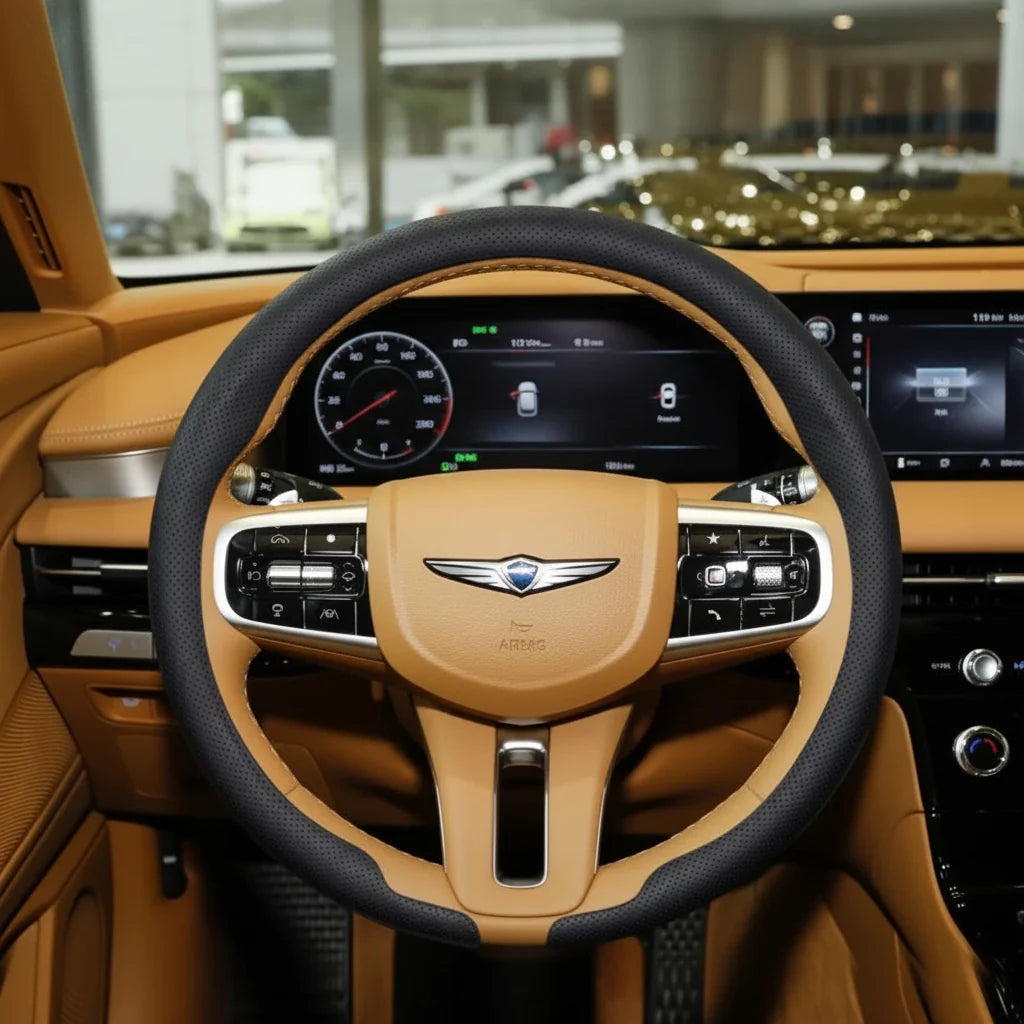 Genesis Nappa leather steering wheel cover, part of the CarMoods Genesis accessory range