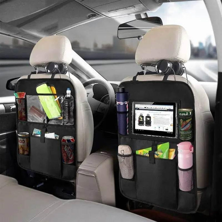 Car backseat organiser with tablet holder keeping the interior tidy