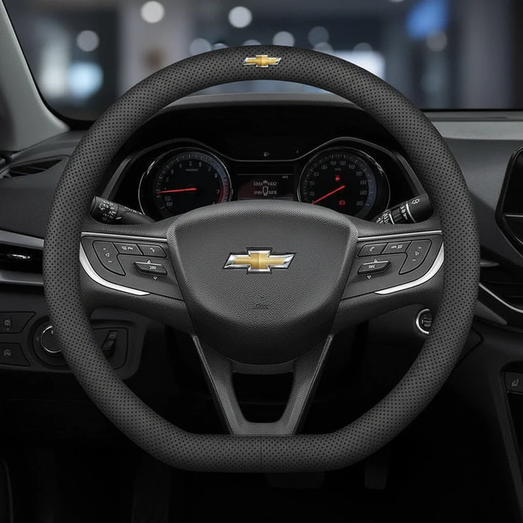 Chevrolet leather steering wheel cover fitted to a remanufactured Silverado