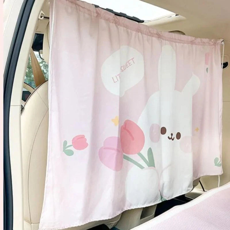 Universal car privacy curtains creating a blackout divider between the front and rear seats