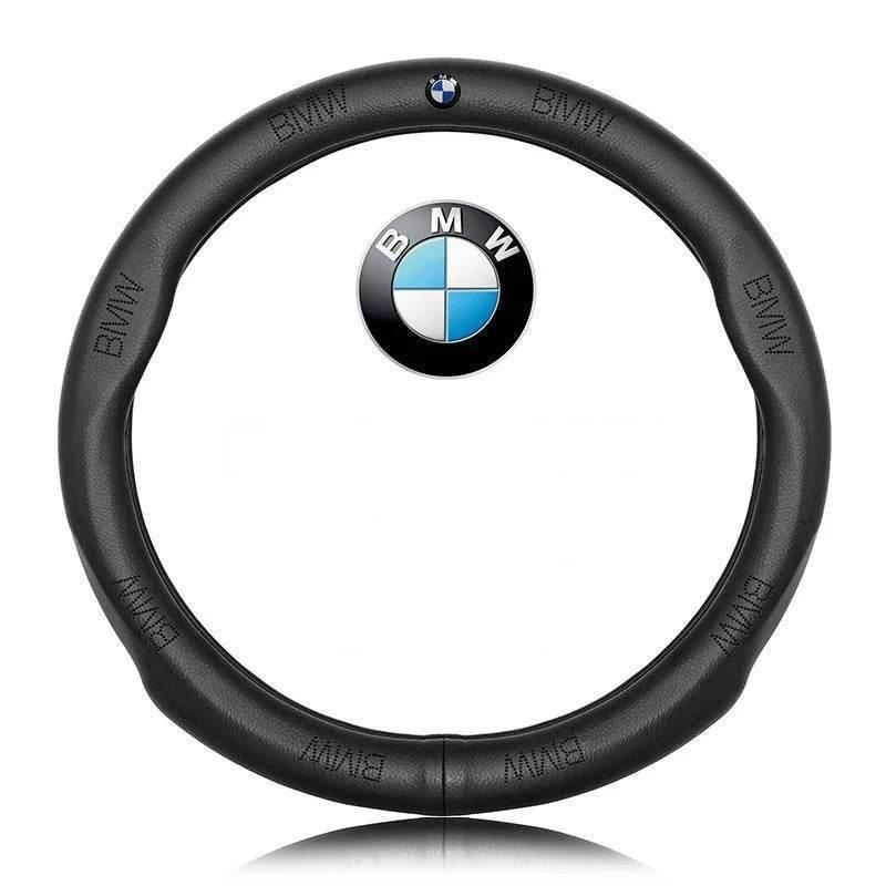 BMW leather steering wheel cover fitted to a BMW steering wheel