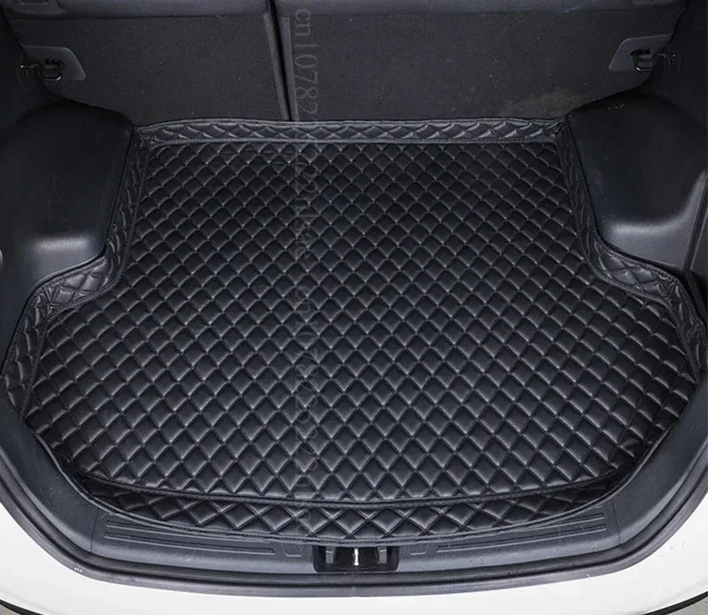 Custom-fit waterproof leather cargo liner fitted in a car boot