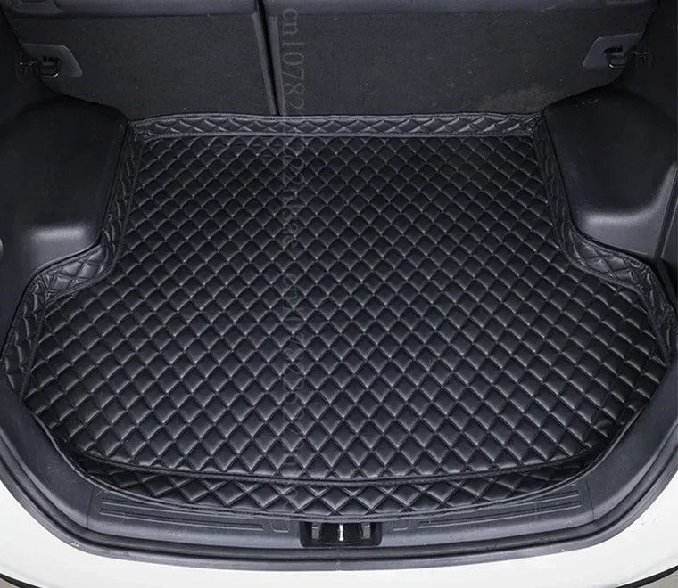 Custom-fit waterproof leather cargo liner fitted in a car boot