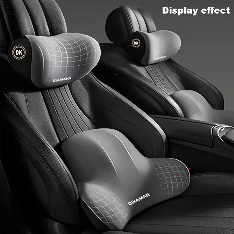 Memory foam headrest and lumbar support car seat cushion set