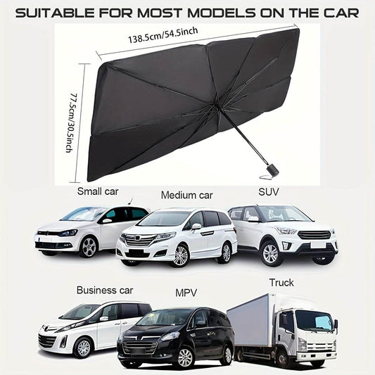 Portable Foldable Windshield Sun Visor Umbrella – UV Protection Car Sunshade - 