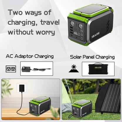 110V Camping Power Station – 148Wh 200W Solar Generator, 40000mAh Emergency Battery Backup