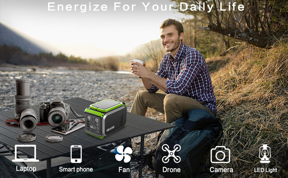 110V Camping Power Station – 148Wh 200W Solar Generator, 40000mAh Emergency Battery Backup