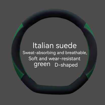 Luxury Faux Fur Steering Wheel Cover (38cm) - Green / Round