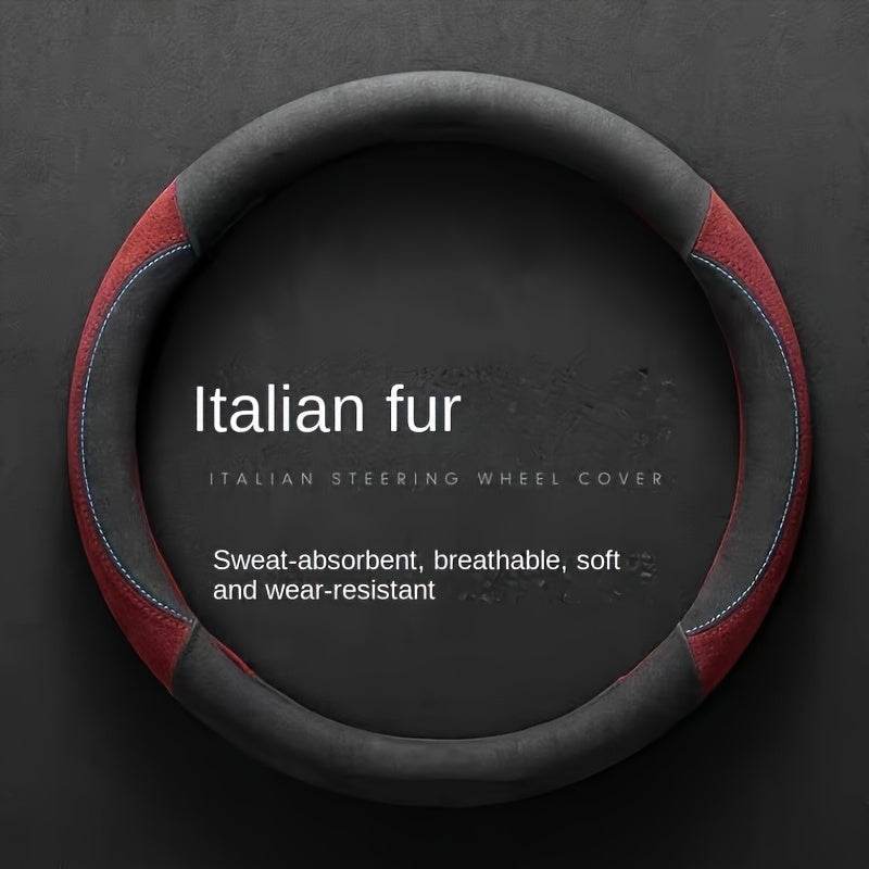 Luxury Faux Fur Steering Wheel Cover (38cm) - Green / Round