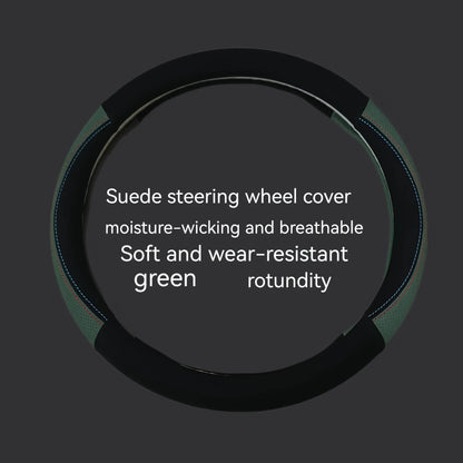 Luxury Faux Fur Steering Wheel Cover (38cm) - Green / Round