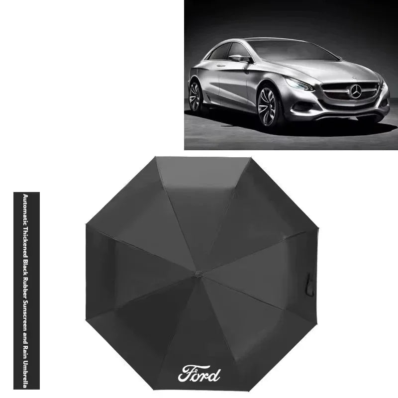 Ford Windproof Auto Folding Sunshade Umbrella - Black