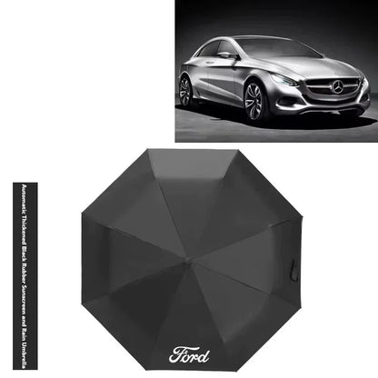Ford Windproof Auto Folding Sunshade Umbrella - Black
