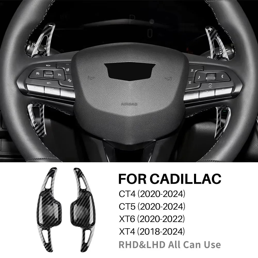 Car Steering Wheel Shift Paddle Shifter For Cadillac CT4 CT5 XT6 XT4 2018 2019 2 - red carbon fiber / ABS / for XT4 18-24