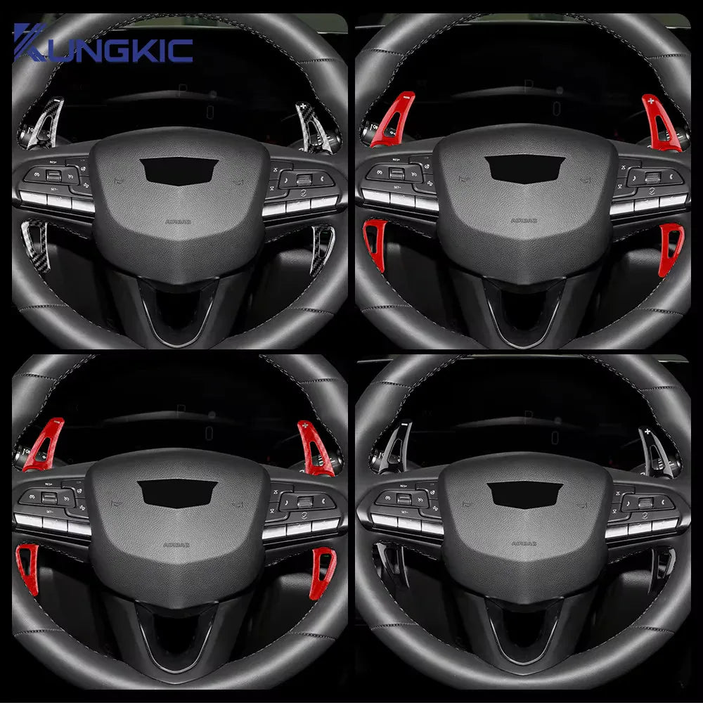 Car Steering Wheel Shift Paddle Shifter For Cadillac CT4 CT5 XT6 XT4 2018 2019 2 - red carbon fiber / ABS / for XT4 18-24