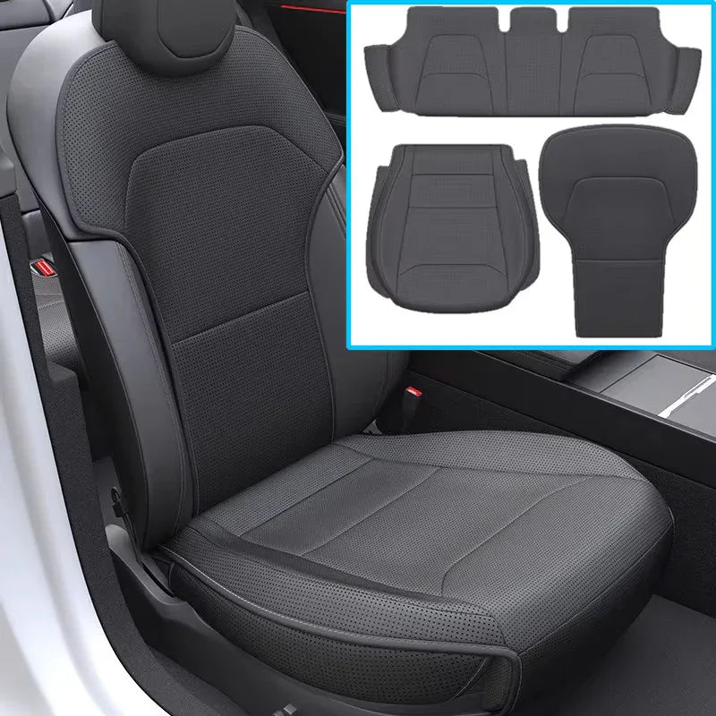 Car Seat Mats For Tesla Model Y Juniper 2025 Breathable All Season Back Seat Pad - Off white 7pcs