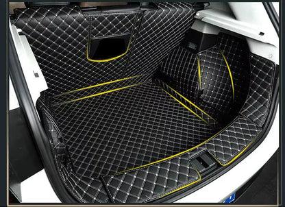 High quality Leather Car Trunk Mat Cargo Liner for MG ZS 2019 2020 2021 boot Car - Black Beige Wire 2