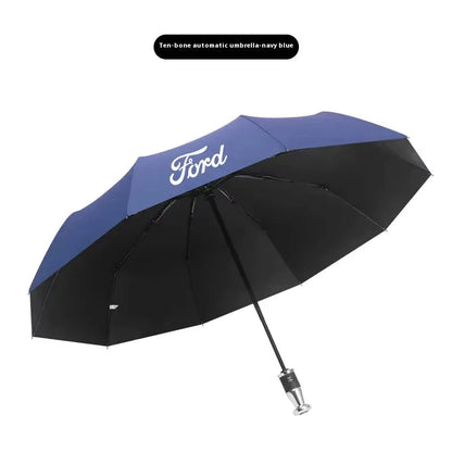 Ford Windproof Auto Folding Sunshade Umbrella - Black