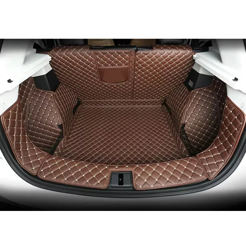 High quality Leather Car Trunk Mat Cargo Liner for MG ZS 2019 2020 2021 boot Car - Black Beige Wire 2