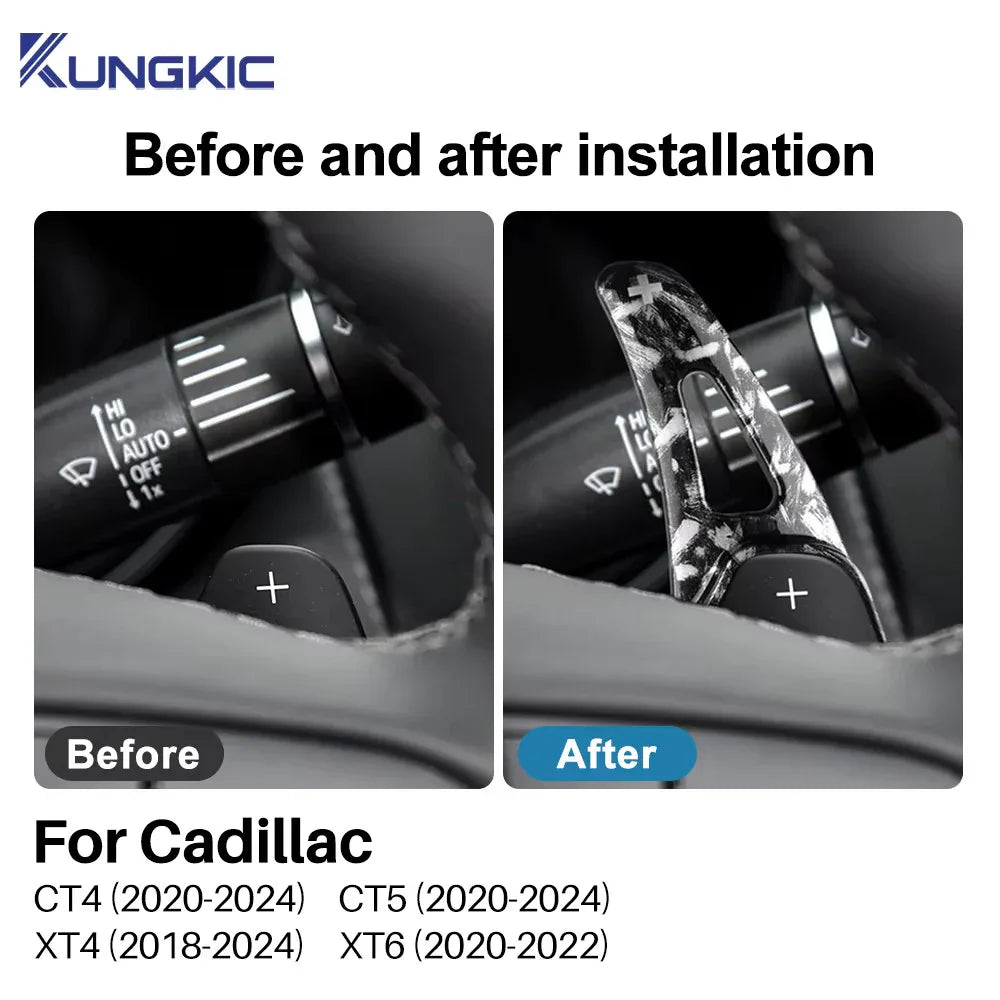 Car Steering Wheel Shift Paddle Shifter For Cadillac CT4 CT5 XT6 XT4 2018 2019 2 - red carbon fiber / ABS / for XT4 18-24