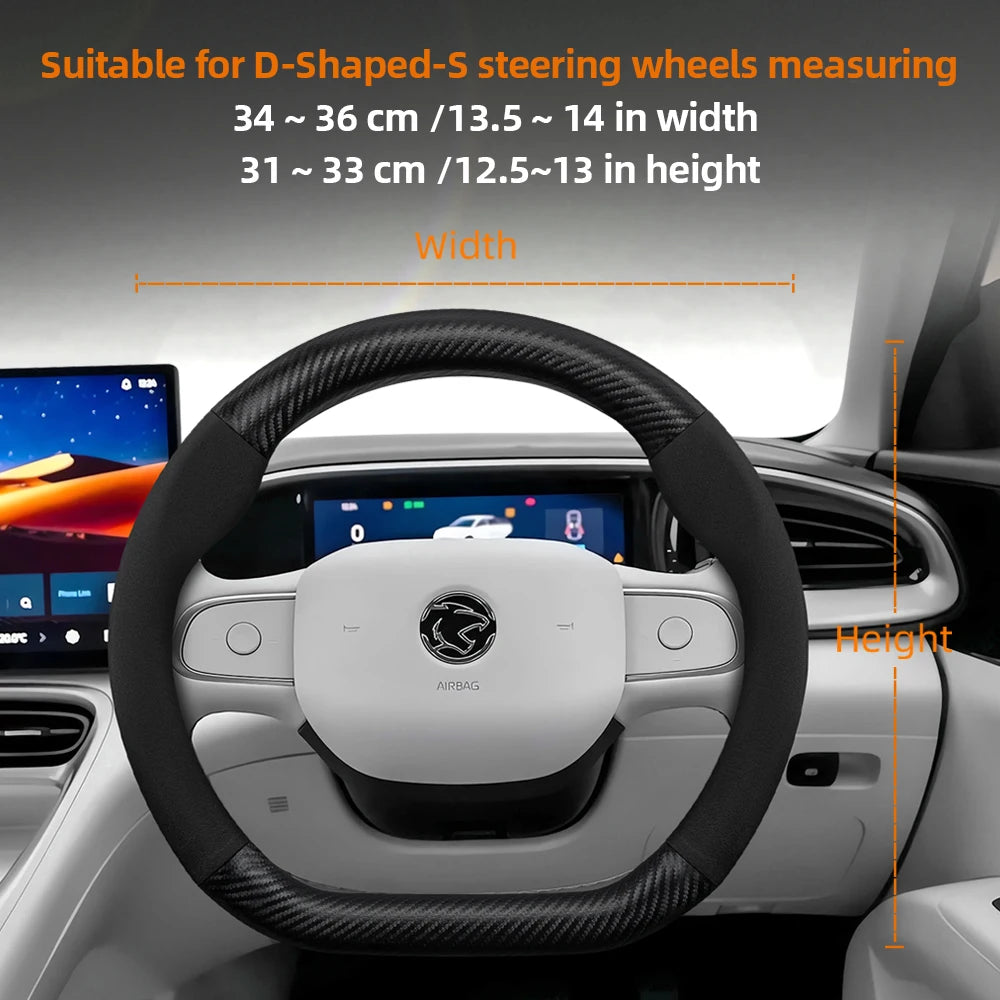Proton Suede Steering Wheel Cover - D Shape / Small / Black