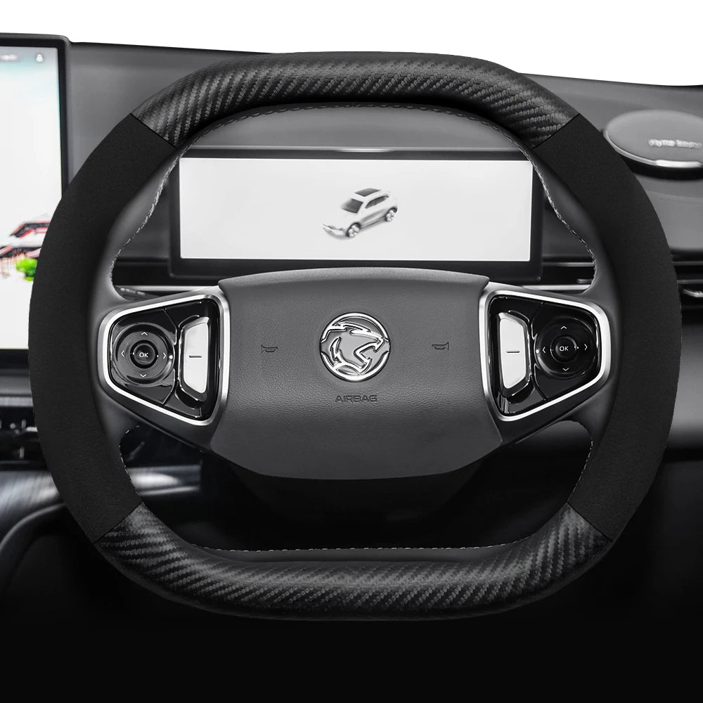 Proton Suede Steering Wheel Cover - Oval Shape / One Size / Black