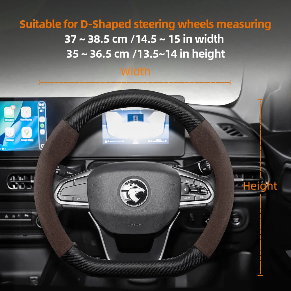 Proton Suede Steering Wheel Cover - D Shape / Medium / Mocha