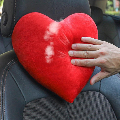 Heart-Shaped Plush Car Headrest Pillow - Soft Neck Support Cushion