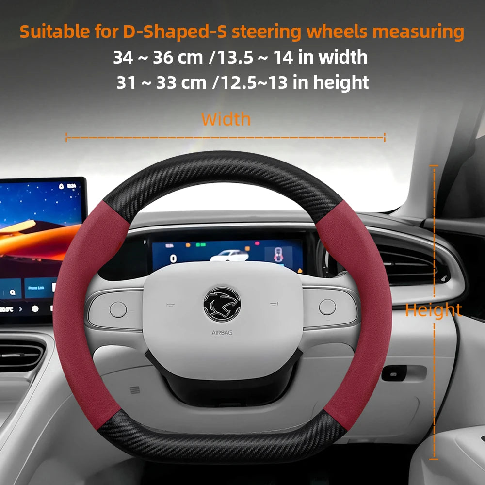 Proton Suede Steering Wheel Cover - D Shape / Small / Red