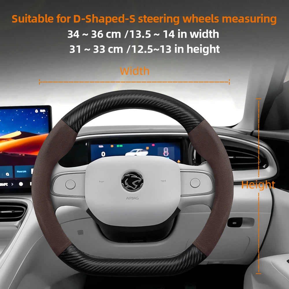 Proton Suede Steering Wheel Cover - D Shape / Small / Mocha