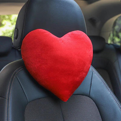 Heart-Shaped Plush Car Headrest Pillow - Soft Neck Support Cushion
