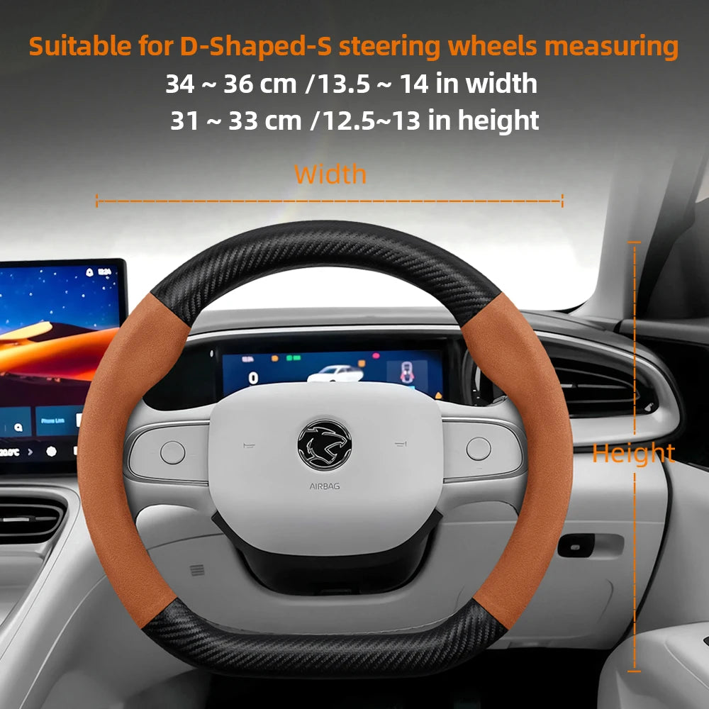 Proton Suede Steering Wheel Cover - D Shape / Small / Brown