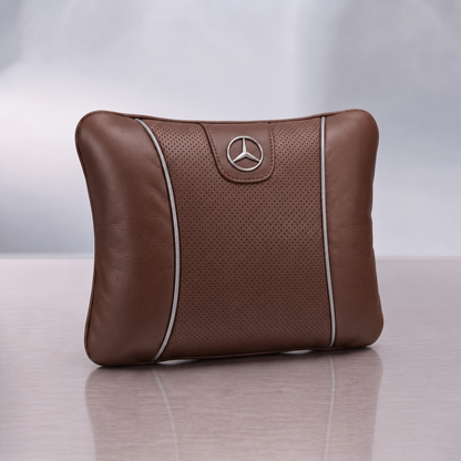 Mercedes Car Neck Pillow & Lumbar Support Cushion - Lumbar Brown