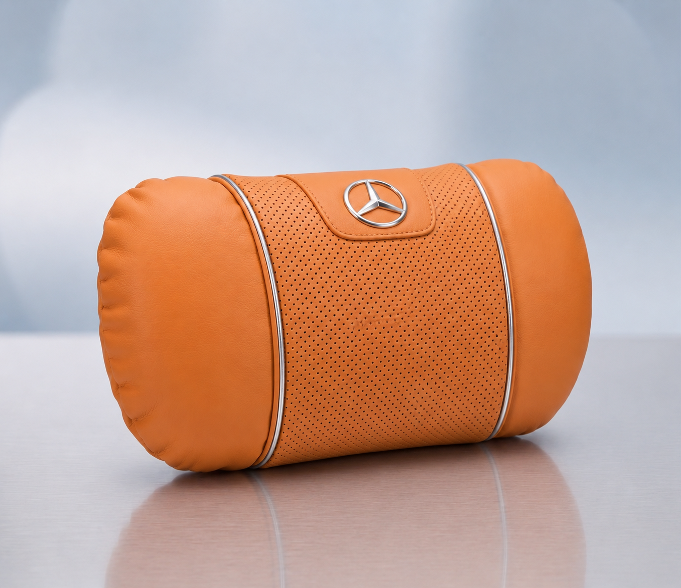 Mercedes Car Neck Pillow & Lumbar Support Cushion - Headrest Orange