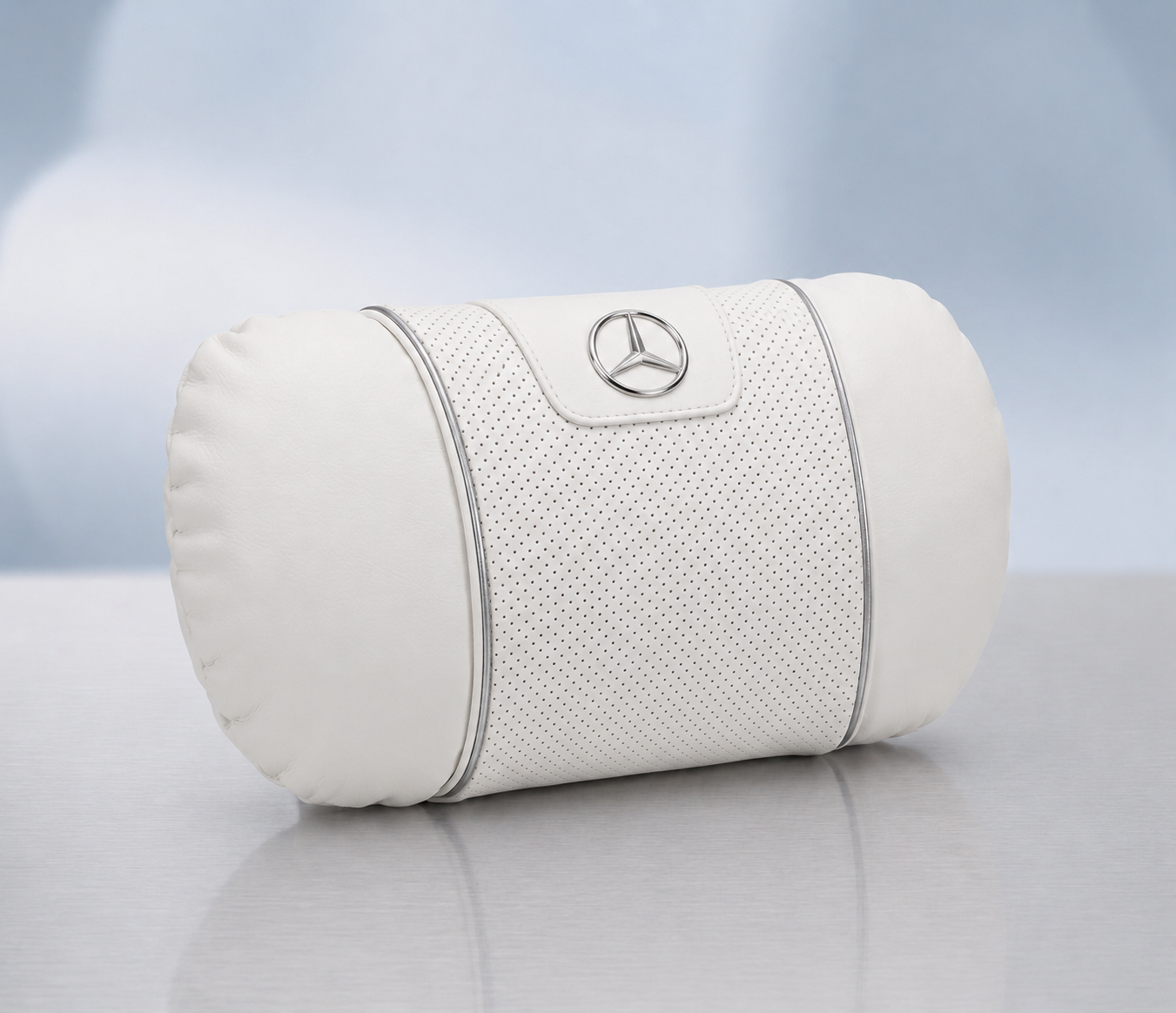 Mercedes Car Neck Pillow & Lumbar Support Cushion - Headrest White