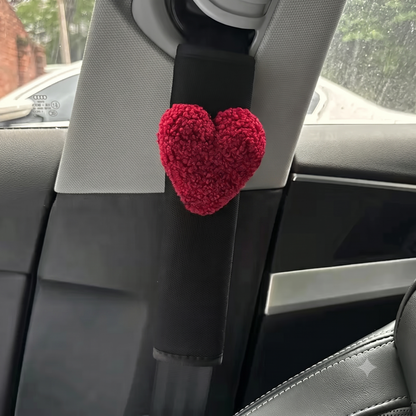 Love Heart Soft Seat Belt Cover Shoulder Pad Cushion - Wine Red