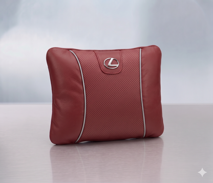 Lexus Car Neck Pillow & Lumbar Support Cushion - Lumbar Red