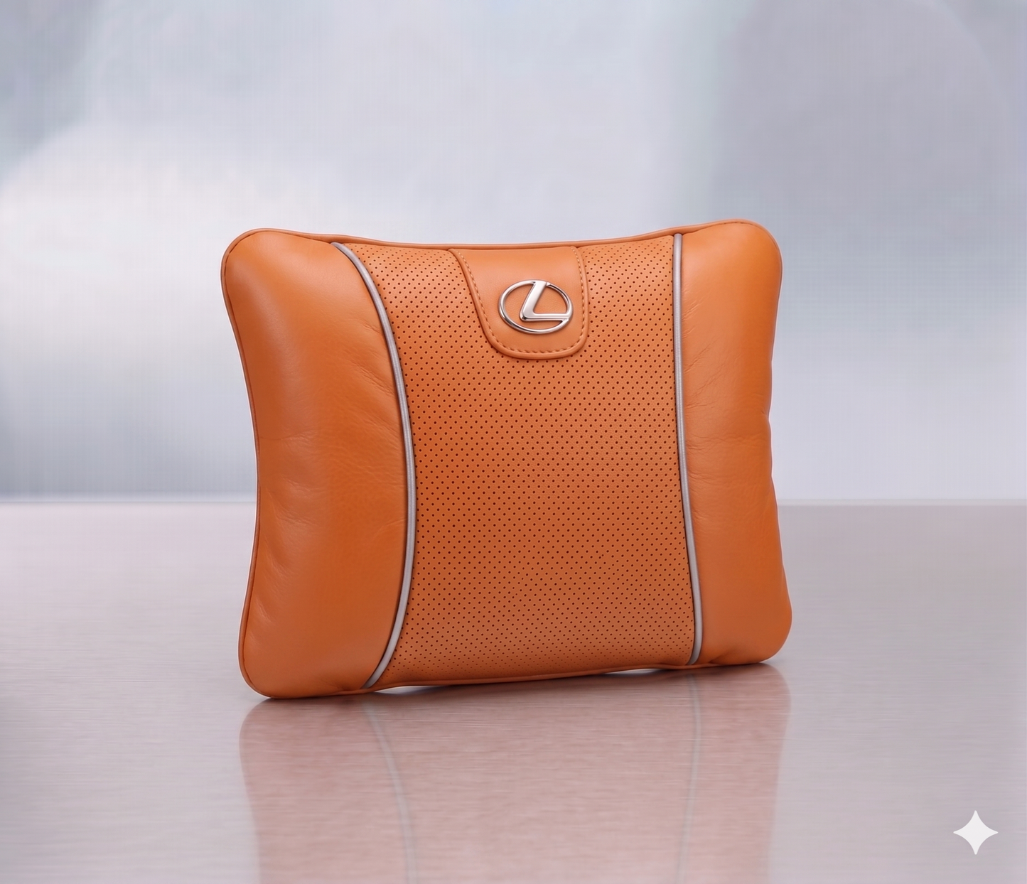 Lexus Car Neck Pillow & Lumbar Support Cushion - Lumbar Orange