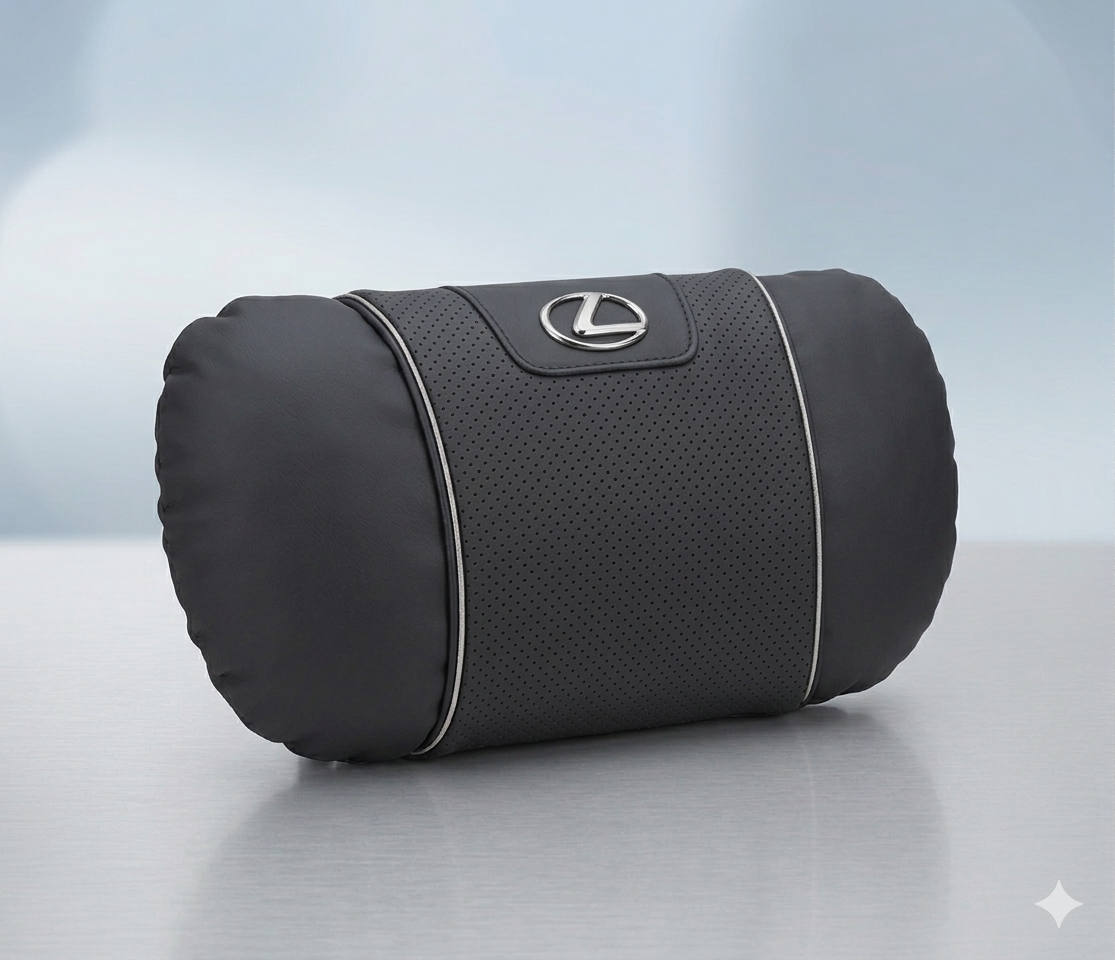 Lexus Car Neck Pillow & Lumbar Support Cushion - Headrest Black