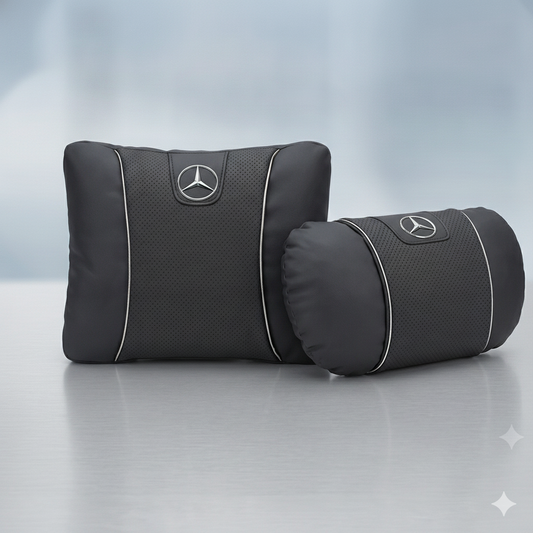 Mercedes Car Neck Pillow & Lumbar Support Cushion