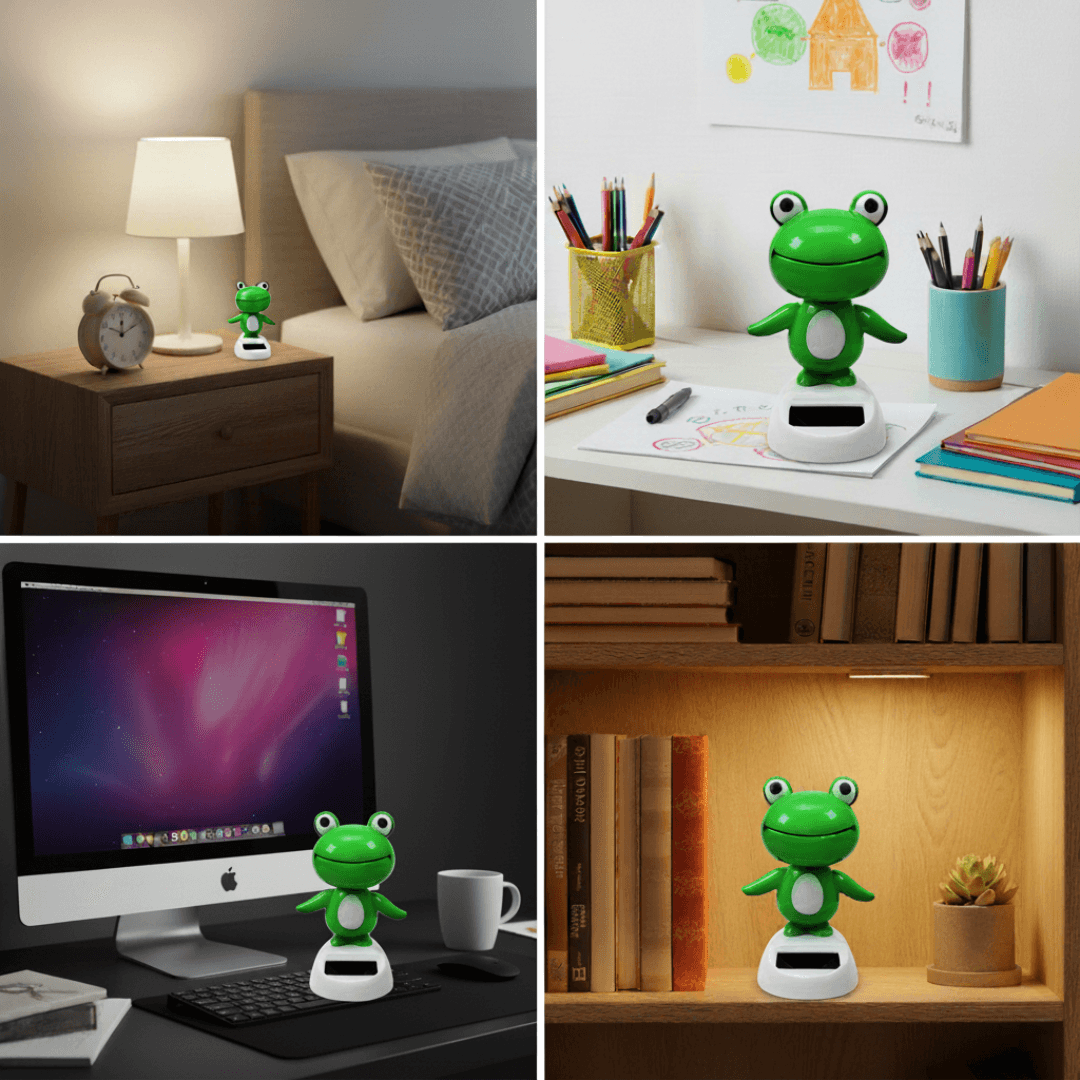 Frog Bobblehead – Solar Powered Shaking Head Car Ornament - 