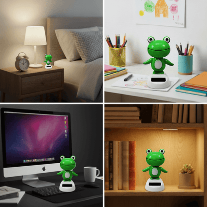 Frog Bobblehead – Solar Powered Shaking Head Car Ornament - 