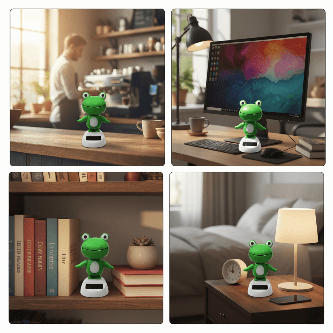 Frog Bobblehead – Solar Powered Shaking Head Car Ornament - 