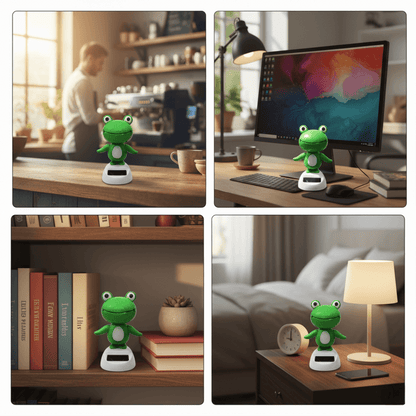 Frog Bobblehead – Solar Powered Shaking Head Car Ornament - 