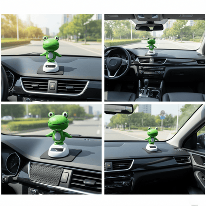 Frog Bobblehead – Solar Powered Shaking Head Car Ornament - 