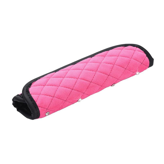 Bling Rhinestone Crown Car Seat Belt Covers - Black Pink Crystal Plush