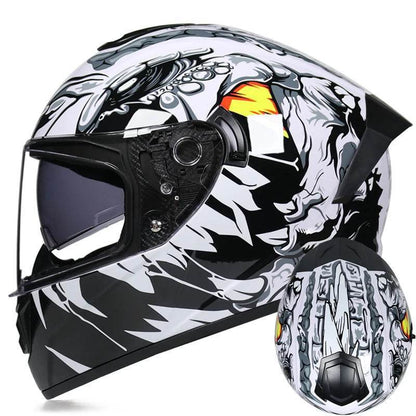 Full Face Motorcycle Racing Helmet – Winter Warm Double Visor Sports Helmet for Motorbike Riders - 1 / S