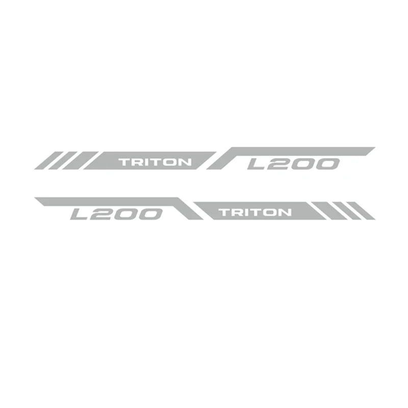 Mitsubishi L200 Triton Rear Tail Box Decals – 3D Vinyl Sport Stripes Pickup Truck Stickers - Glossy Gray