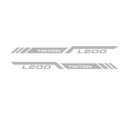 Mitsubishi L200 Triton Rear Tail Box Decals – 3D Vinyl Sport Stripes Pickup Truck Stickers - Glossy Gray